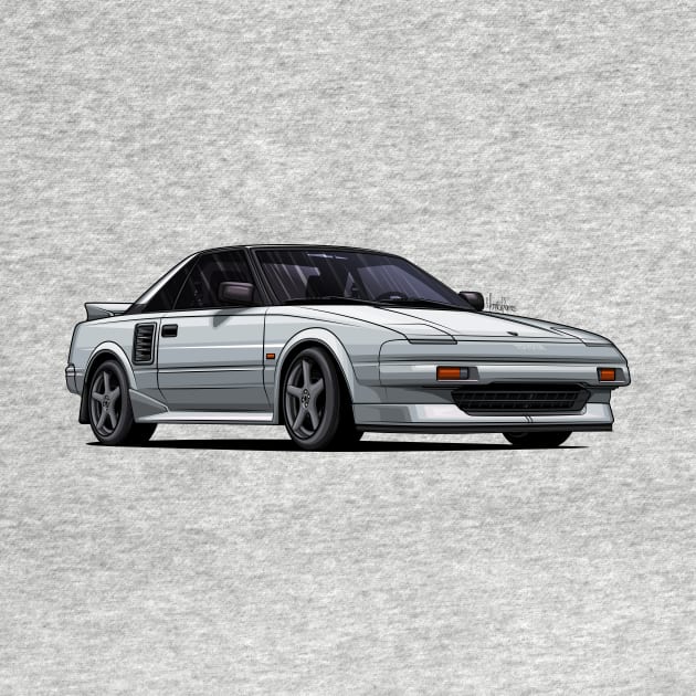 Toyota MR2 SW11 White - Digital drawing by Mario Ramos Rally Art